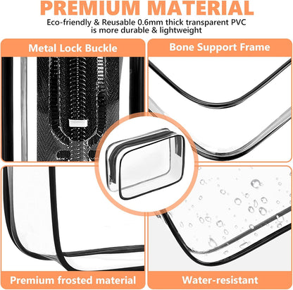 Clear Makeup Bag,Portable Travel Toiletry Bags with Zipper, TSA Approved Clear Organizer Bags, PVC Cosmetic Pouch for Airport Airline Compliant