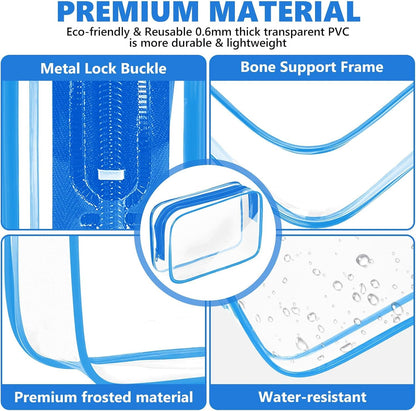 Clear Makeup Bag,Portable Travel Toiletry Bags with Zipper, TSA Approved Clear Organizer Bags, PVC Cosmetic Pouch for Airport Airline Compliant