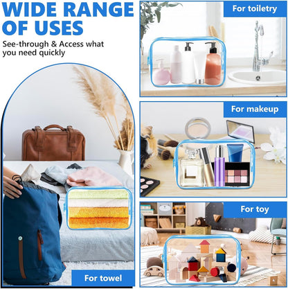 Clear Makeup Bag,Portable Travel Toiletry Bags with Zipper, TSA Approved Clear Organizer Bags, PVC Cosmetic Pouch for Airport Airline Compliant