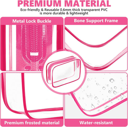 Clear Makeup Bag,Portable Travel Toiletry Bags with Zipper, TSA Approved Clear Organizer Bags, PVC Cosmetic Pouch for Airport Airline Compliant