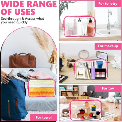 Clear Makeup Bag,Portable Travel Toiletry Bags with Zipper, TSA Approved Clear Organizer Bags, PVC Cosmetic Pouch for Airport Airline Compliant