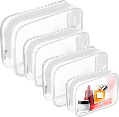 Clear Makeup Bag,Portable Travel Toiletry Bags with Zipper, TSA Approved Clear Organizer Bags, PVC Cosmetic Pouch for Airport Airline Compliant