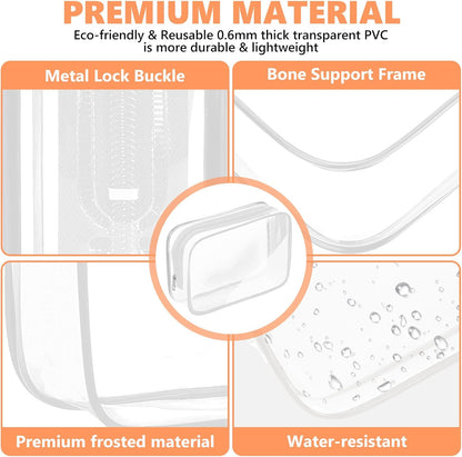Clear Makeup Bag,Portable Travel Toiletry Bags with Zipper, TSA Approved Clear Organizer Bags, PVC Cosmetic Pouch for Airport Airline Compliant