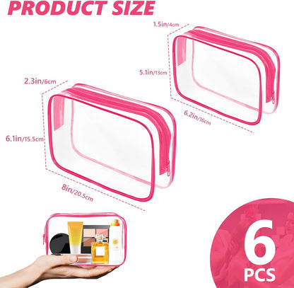 Clear Makeup Bag,Portable Travel Toiletry Bags with Zipper, TSA Approved Clear Organizer Bags, PVC Cosmetic Pouch for Airport Airline Compliant