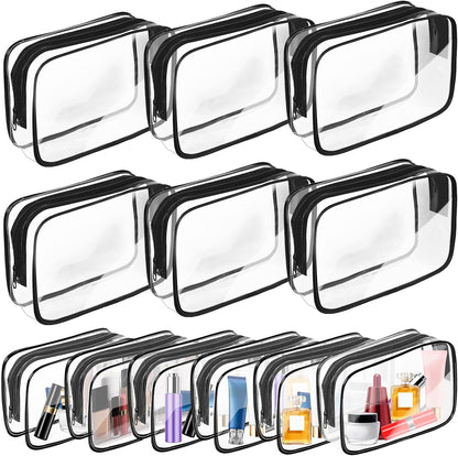 Clear Makeup Bag,Portable Travel Toiletry Bags with Zipper, TSA Approved Clear Organizer Bags, PVC Cosmetic Pouch for Airport Airline Compliant