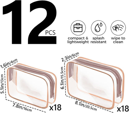 Clear Makeup Bag,Portable Travel Toiletry Bags with Zipper, TSA Approved Clear Organizer Bags, PVC Cosmetic Pouch for Airport Airline Compliant