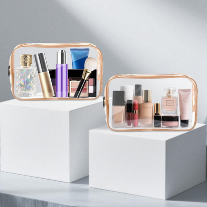 Clear Makeup Bag,Portable Travel Toiletry Bags with Zipper, TSA Approved Clear Organizer Bags, PVC Cosmetic Pouch for Airport Airline Compliant