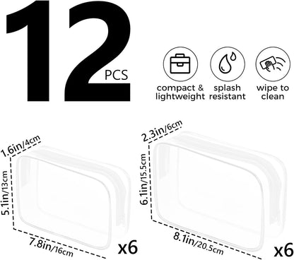Clear Makeup Bag,Portable Travel Toiletry Bags with Zipper, TSA Approved Clear Organizer Bags, PVC Cosmetic Pouch for Airport Airline Compliant