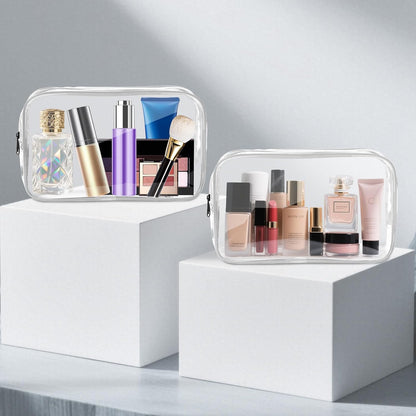 Clear Makeup Bag,Portable Travel Toiletry Bags with Zipper, TSA Approved Clear Organizer Bags, PVC Cosmetic Pouch for Airport Airline Compliant