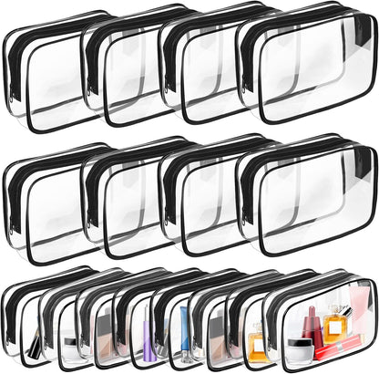 Clear Makeup Bag,Portable Travel Toiletry Bags with Zipper, TSA Approved Clear Organizer Bags, PVC Cosmetic Pouch for Airport Airline Compliant