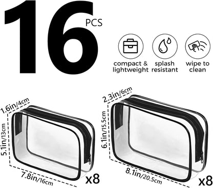Clear Makeup Bag,Portable Travel Toiletry Bags with Zipper, TSA Approved Clear Organizer Bags, PVC Cosmetic Pouch for Airport Airline Compliant