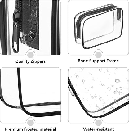 Clear Makeup Bag,Portable Travel Toiletry Bags with Zipper, TSA Approved Clear Organizer Bags, PVC Cosmetic Pouch for Airport Airline Compliant