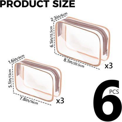 Clear Makeup Bag,Portable Travel Toiletry Bags with Zipper, TSA Approved Clear Organizer Bags, PVC Cosmetic Pouch for Airport Airline Compliant