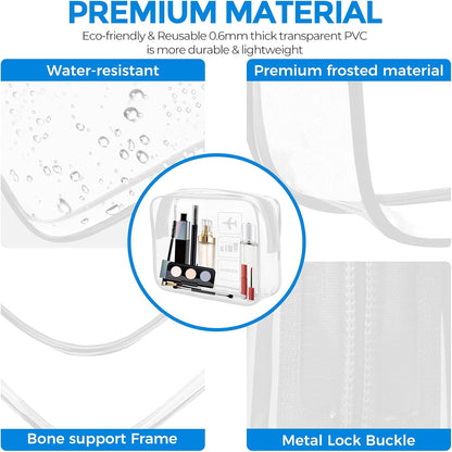 Clear Makeup Bag,Portable Travel Toiletry Bags with Zipper, TSA Approved Clear Organizer Bags, PVC Cosmetic Pouch for Airport Airline Compliant
