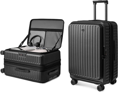 Carry On Luggage 22x14x9 Airline Approved, Top Opening Luggage 20 Inch Suitcase, Expandable, PC Hard Shell, Larger Capacity Carryon, TSA Lock, 360° Spinner Wheels (Black, HBP)