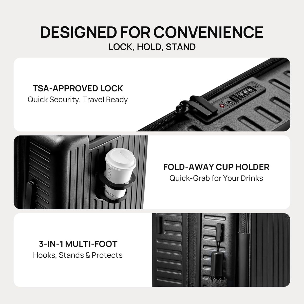 Carry On Luggage 22x14x9 Airline Approved, Top Opening Luggage 20 Inch Suitcase, Expandable, PC Hard Shell, Larger Capacity Carryon, TSA Lock, 360° Spinner Wheels (Black, HBP)