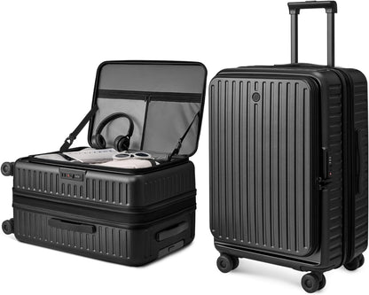 Carry On Luggage 22x14x9 Airline Approved, Top Opening Luggage 20 Inch Suitcase, Expandable, PC Hard Shell, Larger Capacity Carryon, TSA Lock, 360° Spinner Wheels (Black, HBP)
