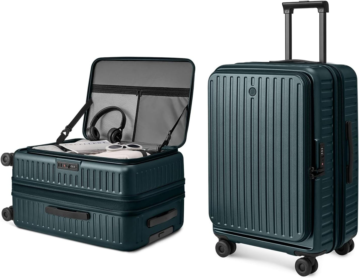 Carry On Luggage 22x14x9 Airline Approved, Top Opening Luggage 20 Inch Suitcase, Expandable, PC Hard Shell, Larger Capacity Carryon, TSA Lock, 360° Spinner Wheels (Black, HBP)