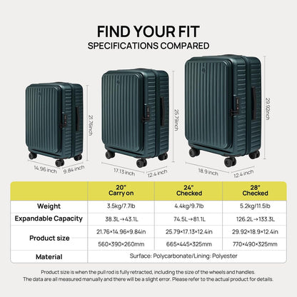 Carry On Luggage 22x14x9 Airline Approved, Top Opening Luggage 20 Inch Suitcase, Expandable, PC Hard Shell, Larger Capacity Carryon, TSA Lock, 360° Spinner Wheels (Black, HBP)