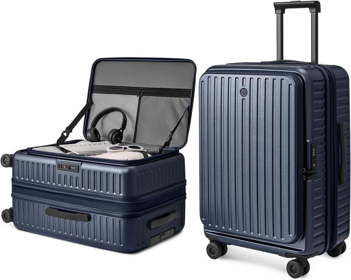 Carry On Luggage 22x14x9 Airline Approved, Top Opening Luggage 20 Inch Suitcase, Expandable, PC Hard Shell, Larger Capacity Carryon, TSA Lock, 360° Spinner Wheels (Black, HBP)