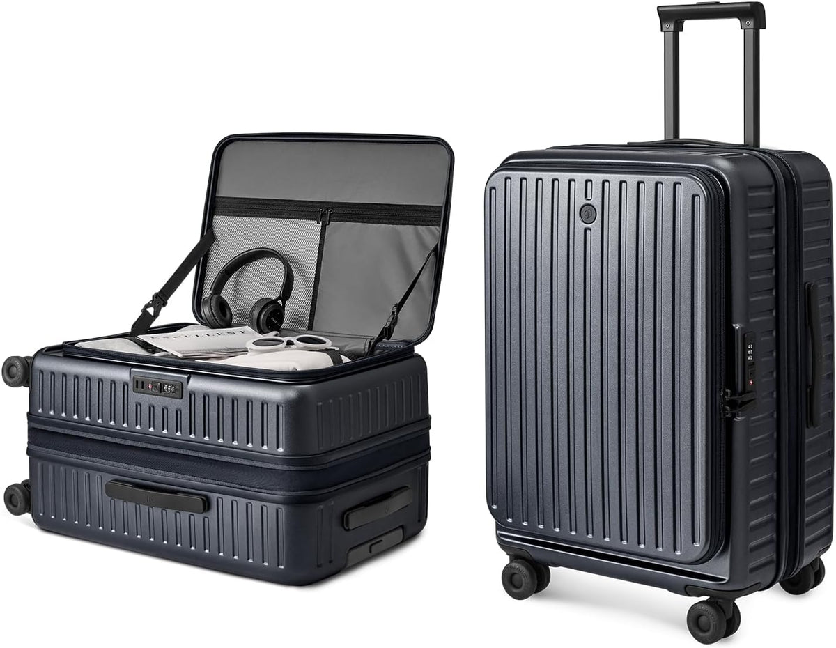 Carry On Luggage 22x14x9 Airline Approved, Top Opening Luggage 20 Inch Suitcase, Expandable, PC Hard Shell, Larger Capacity Carryon, TSA Lock, 360° Spinner Wheels (Black, HBP)
