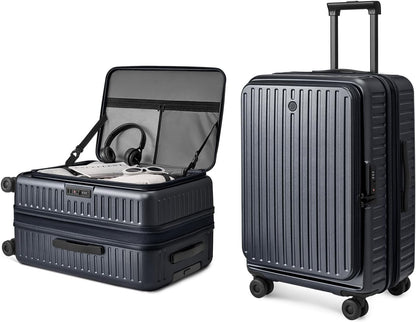 Carry On Luggage 22x14x9 Airline Approved, Top Opening Luggage 20 Inch Suitcase, Expandable, PC Hard Shell, Larger Capacity Carryon, TSA Lock, 360° Spinner Wheels (Black, HBP)