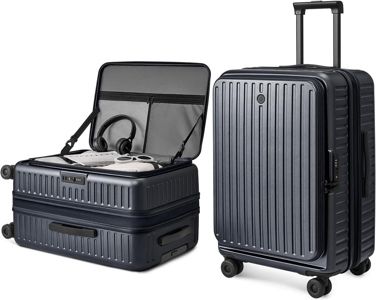 Carry On Luggage 22x14x9 Airline Approved, Top Opening Luggage 20 Inch Suitcase, Expandable, PC Hard Shell, Larger Capacity Carryon, TSA Lock, 360° Spinner Wheels (Black, HBP)