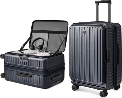 Carry On Luggage 22x14x9 Airline Approved, Top Opening Luggage 20 Inch Suitcase, Expandable, PC Hard Shell, Larger Capacity Carryon, TSA Lock, 360° Spinner Wheels (Black, HBP)