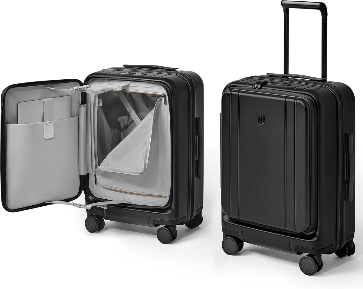 Carry On Luggage 22x14x9 Airline Approved, Top Opening Luggage 20 Inch Suitcase, Expandable, PC Hard Shell, Larger Capacity Carryon, TSA Lock, 360° Spinner Wheels (Black, HBP)
