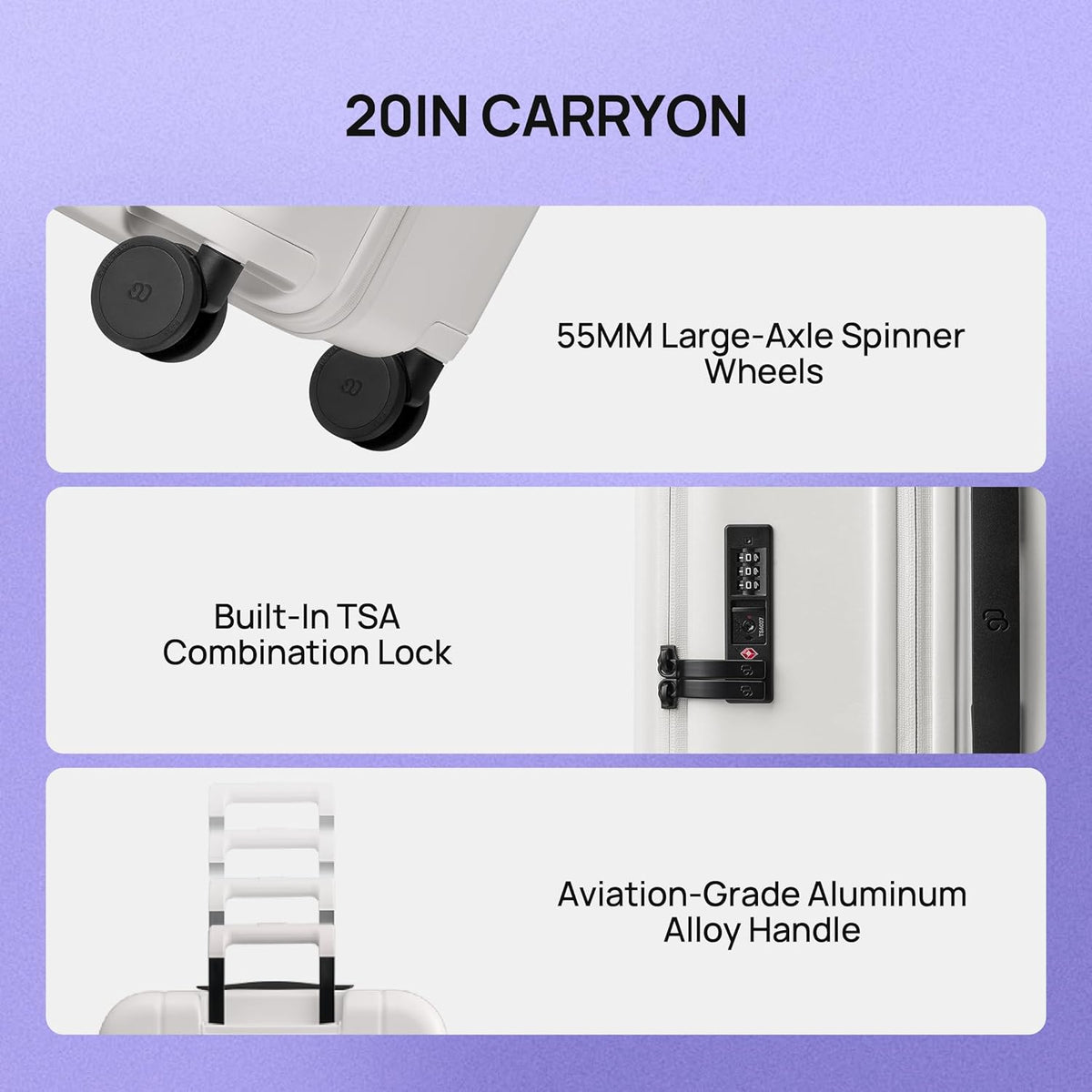 Carry On Luggage 22x14x9 Airline Approved, Top Opening Luggage 20 Inch Suitcase, Expandable, PC Hard Shell, Larger Capacity Carryon, TSA Lock, 360° Spinner Wheels (Black, HBP)