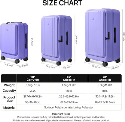 Carry On Luggage 22x14x9 Airline Approved, Top Opening Luggage 20 Inch Suitcase, Expandable, PC Hard Shell, Larger Capacity Carryon, TSA Lock, 360° Spinner Wheels (Black, HBP)