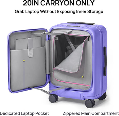 Carry On Luggage 22x14x9 Airline Approved, Top Opening Luggage 20 Inch Suitcase, Expandable, PC Hard Shell, Larger Capacity Carryon, TSA Lock, 360° Spinner Wheels (Black, HBP)