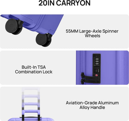 Carry On Luggage 22x14x9 Airline Approved, Top Opening Luggage 20 Inch Suitcase, Expandable, PC Hard Shell, Larger Capacity Carryon, TSA Lock, 360° Spinner Wheels (Black, HBP)