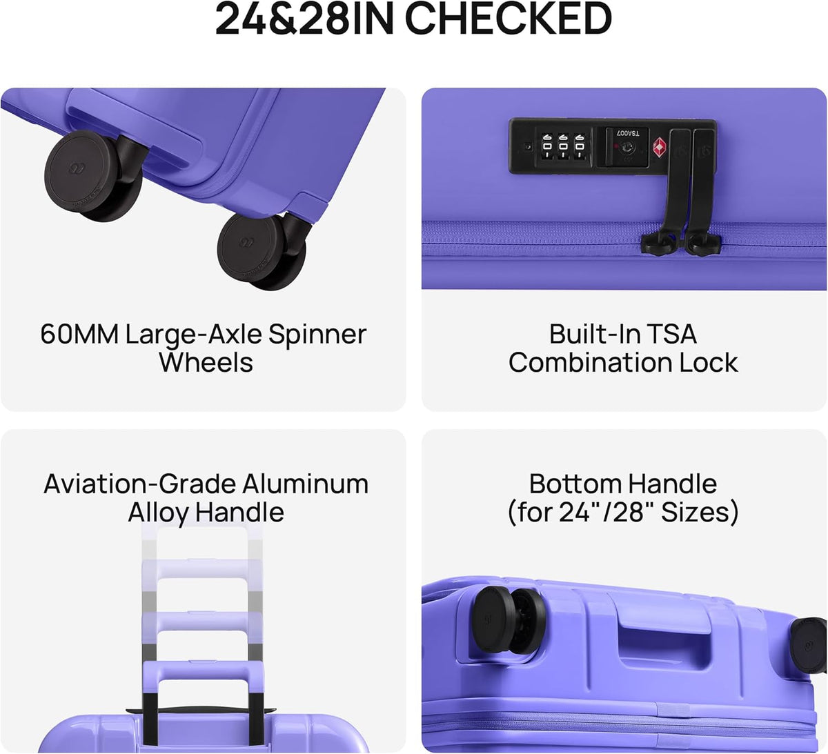 Carry On Luggage 22x14x9 Airline Approved, Top Opening Luggage 20 Inch Suitcase, Expandable, PC Hard Shell, Larger Capacity Carryon, TSA Lock, 360° Spinner Wheels (Black, HBP)