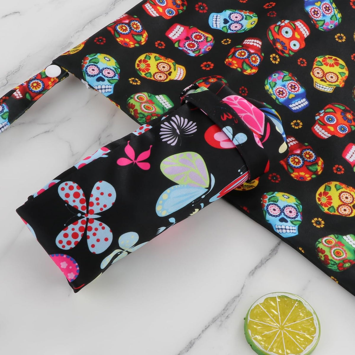Baby Cloth Diaper Wet/Dry Bags, 2 Pack With Two Zippered Pockets, Waterproof Washable Reusable for Travel, Beach, Pool, Gym, Swimsuits or Wet Clothes, L0113