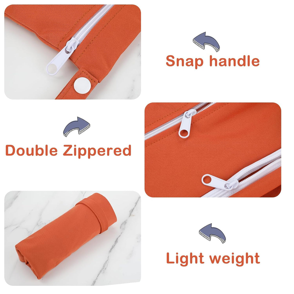 Baby Cloth Diaper Wet/Dry Bags, 2 Pack With Two Zippered Pockets, Waterproof Washable Reusable for Travel, Beach, Pool, Gym, Swimsuits or Wet Clothes, L0113