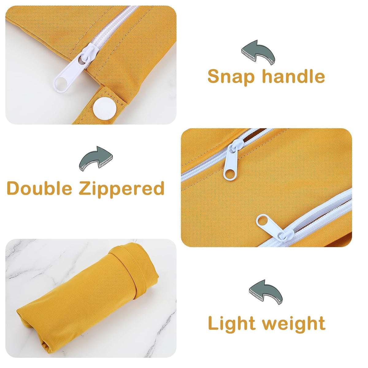 Baby Cloth Diaper Wet/Dry Bags, 2 Pack With Two Zippered Pockets, Waterproof Washable Reusable for Travel, Beach, Pool, Gym, Swimsuits or Wet Clothes, L0113