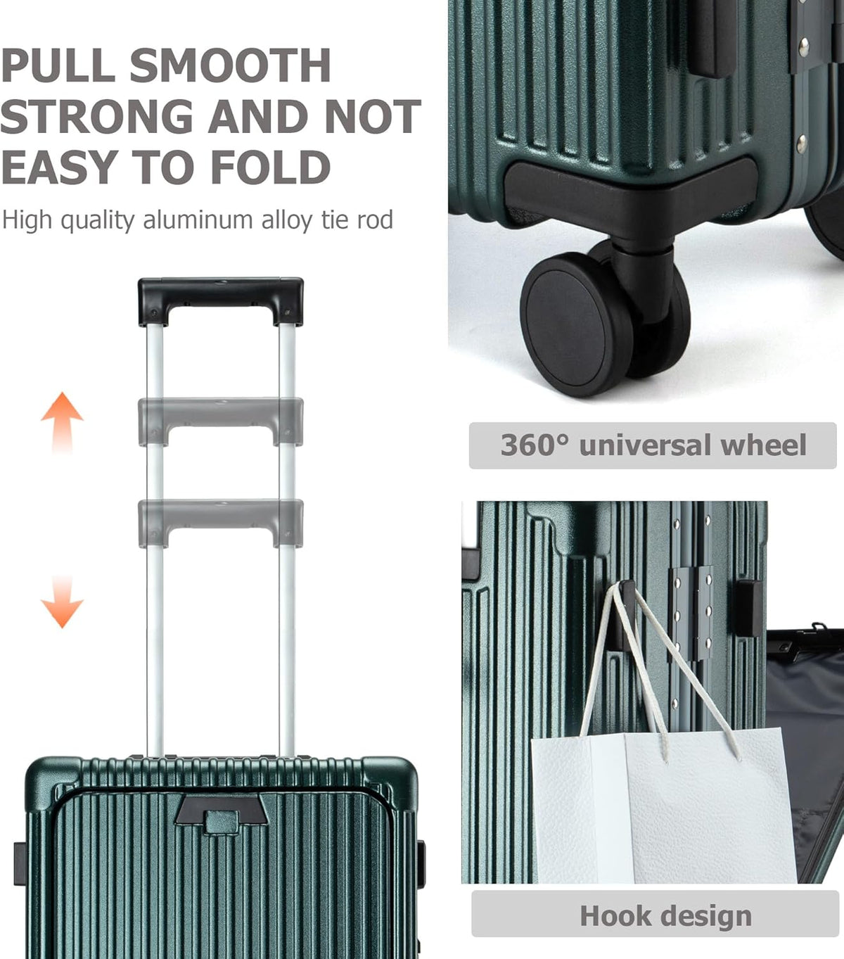 PC Hardside Carry On Luggage, Aluminum Frame, TSA Lock, Cup Holder | USB port, phone holder and spinner wheels keep essentials reachable for airport and business trips