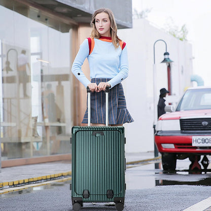 PC Hardside Carry On Luggage, Aluminum Frame, TSA Lock, Cup Holder | USB port, phone holder and spinner wheels keep essentials reachable for airport and business trips
