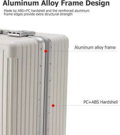 PC Hardside Carry On Luggage, Aluminum Frame, TSA Lock, Cup Holder | USB port, phone holder and spinner wheels keep essentials reachable for airport and business trips