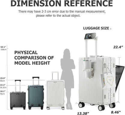 PC Hardside Carry On Luggage, Aluminum Frame, TSA Lock, Cup Holder | USB port, phone holder and spinner wheels keep essentials reachable for airport and business trips