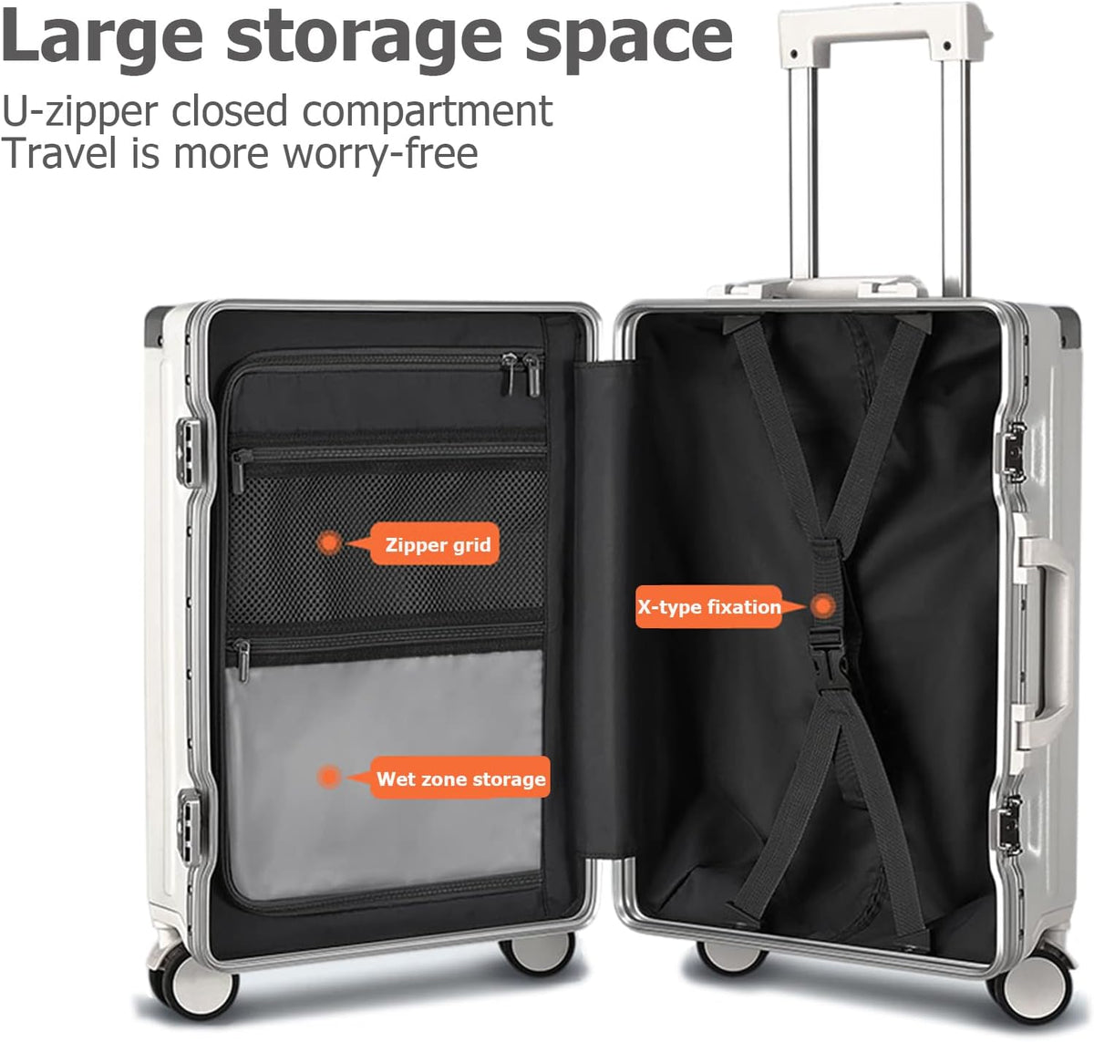 PC Hardside Carry On Luggage, Aluminum Frame, TSA Lock, Cup Holder | USB port, phone holder and spinner wheels keep essentials reachable for airport and business trips