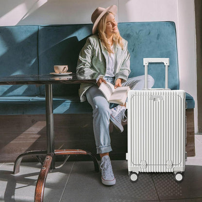 PC Hardside Carry On Luggage, Aluminum Frame, TSA Lock, Cup Holder | USB port, phone holder and spinner wheels keep essentials reachable for airport and business trips