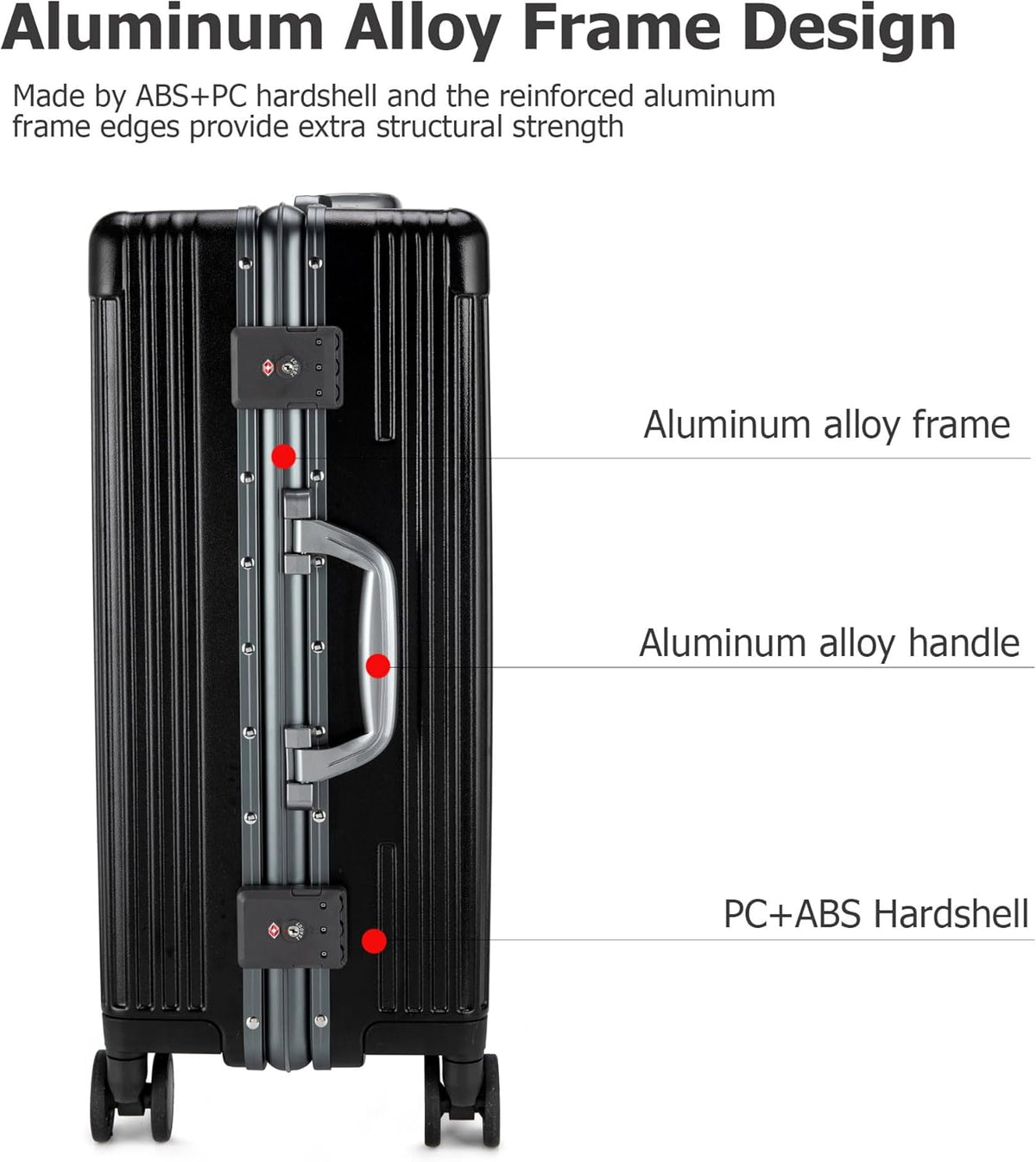 PC Hardside Carry On Luggage, Aluminum Frame, TSA Lock, Cup Holder | USB port, phone holder and spinner wheels keep essentials reachable for airport and business trips