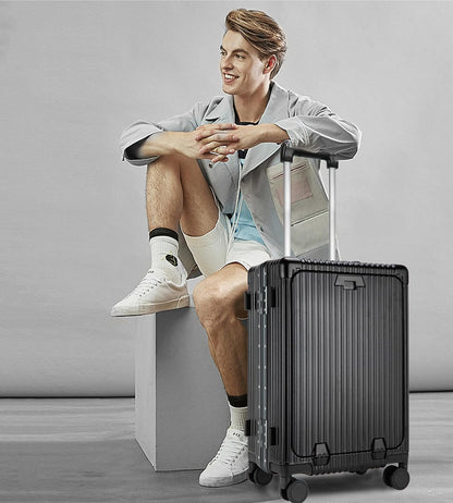 PC Hardside Carry On Luggage, Aluminum Frame, TSA Lock, Cup Holder | USB port, phone holder and spinner wheels keep essentials reachable for airport and business trips