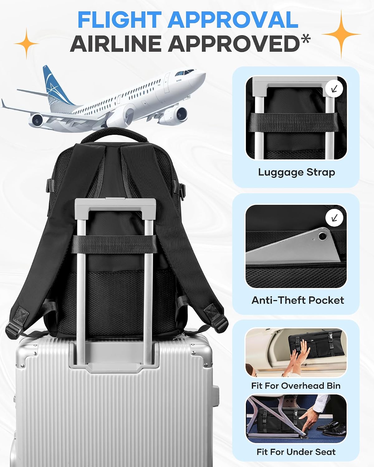 Travel Backpack Carry On Backpack Personal Item Travel Bag Mochila De Viaje Carry On Backpack For Airplanes Traveling Backpack For Women Gym Backpacks College Backpacks Sapphire Blue - Colors B