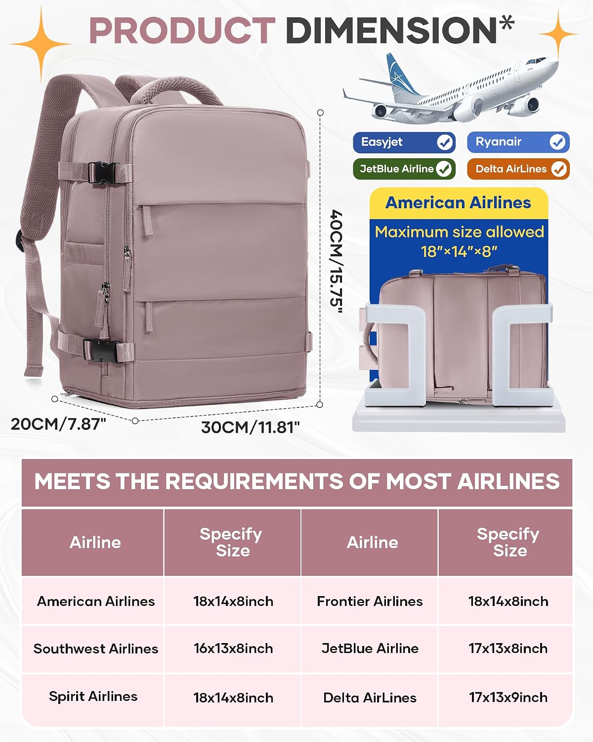Travel Backpack Carry On Backpack Personal Item Travel Bag Mochila De Viaje Carry On Backpack For Airplanes Traveling Backpack For Women Gym Backpacks College Backpacks Sapphire Blue - Colors B
