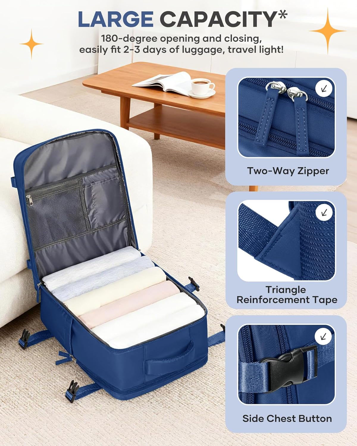 Travel Backpack Carry On Backpack Personal Item Travel Bag Mochila De Viaje Carry On Backpack For Airplanes Traveling Backpack For Women Gym Backpacks College Backpacks Sapphire Blue - Colors B