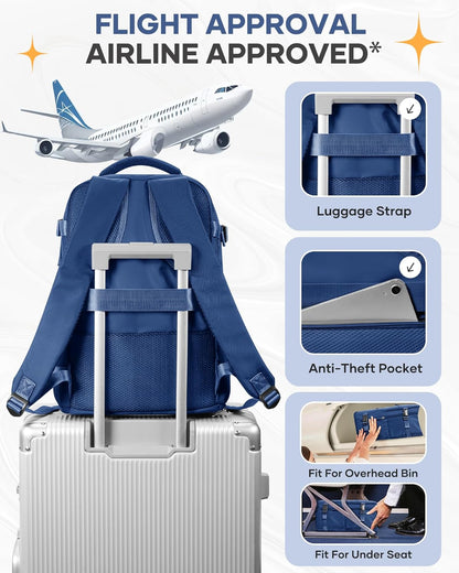 Travel Backpack Carry On Backpack Personal Item Travel Bag Mochila De Viaje Carry On Backpack For Airplanes Traveling Backpack For Women Gym Backpacks College Backpacks Sapphire Blue - Colors B