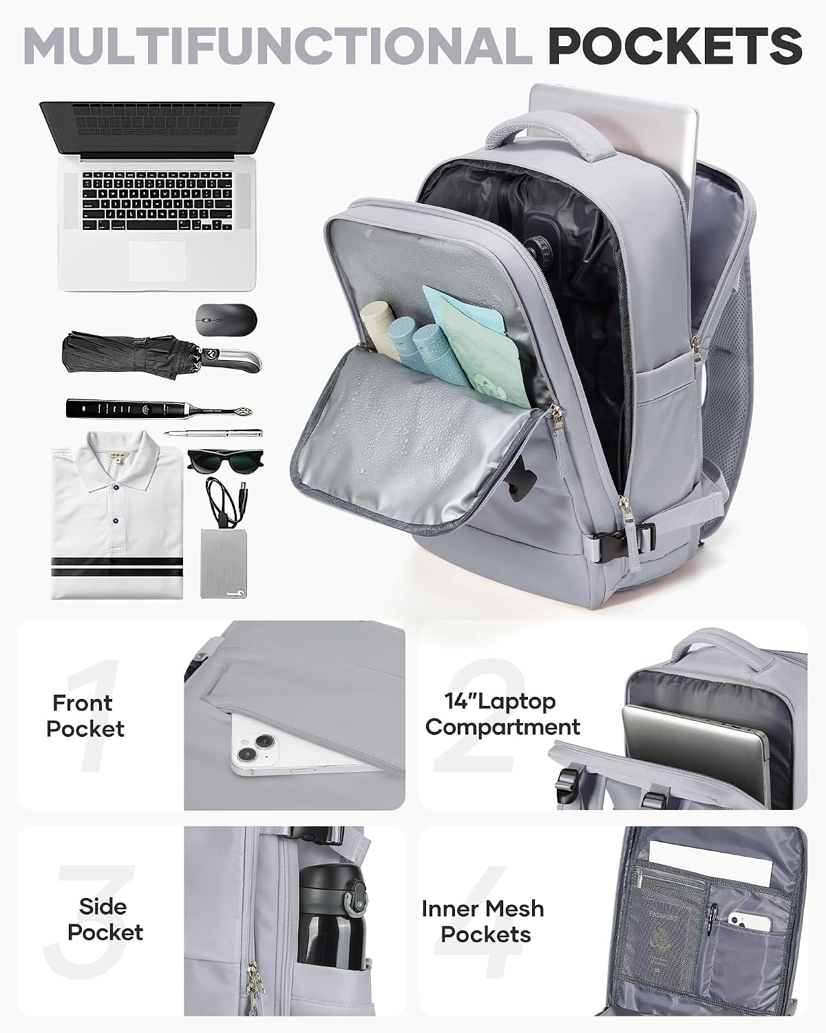 Travel Backpack Carry On Backpack Personal Item Travel Bag Mochila De Viaje Carry On Backpack For Airplanes Traveling Backpack For Women Gym Backpacks College Backpacks Sapphire Blue - Colors B